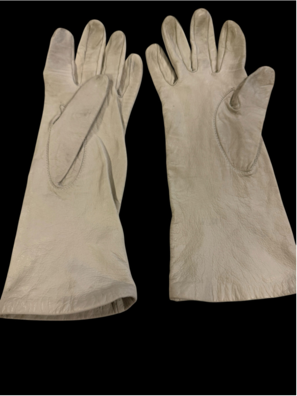 Women's Aris Silk-Lined Leather Gloves, White, Size 7